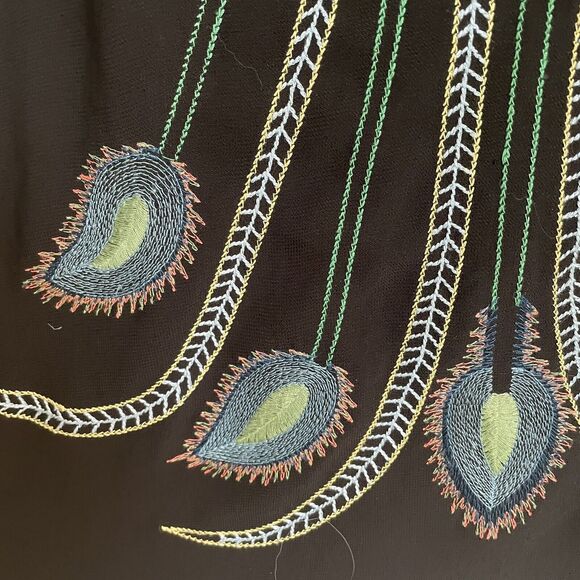 Mushka By Sienna Rose Sz M Embroidered Black Loose Fit Boho Festival Top Blouse - Picture 4 of 5